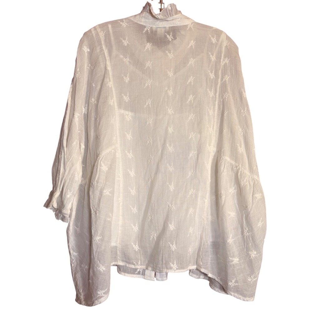 Sundance Blouse Womens XXL White Excellent Embroidered Ruffle Cotton Gauze Top - Picture 7 of 8